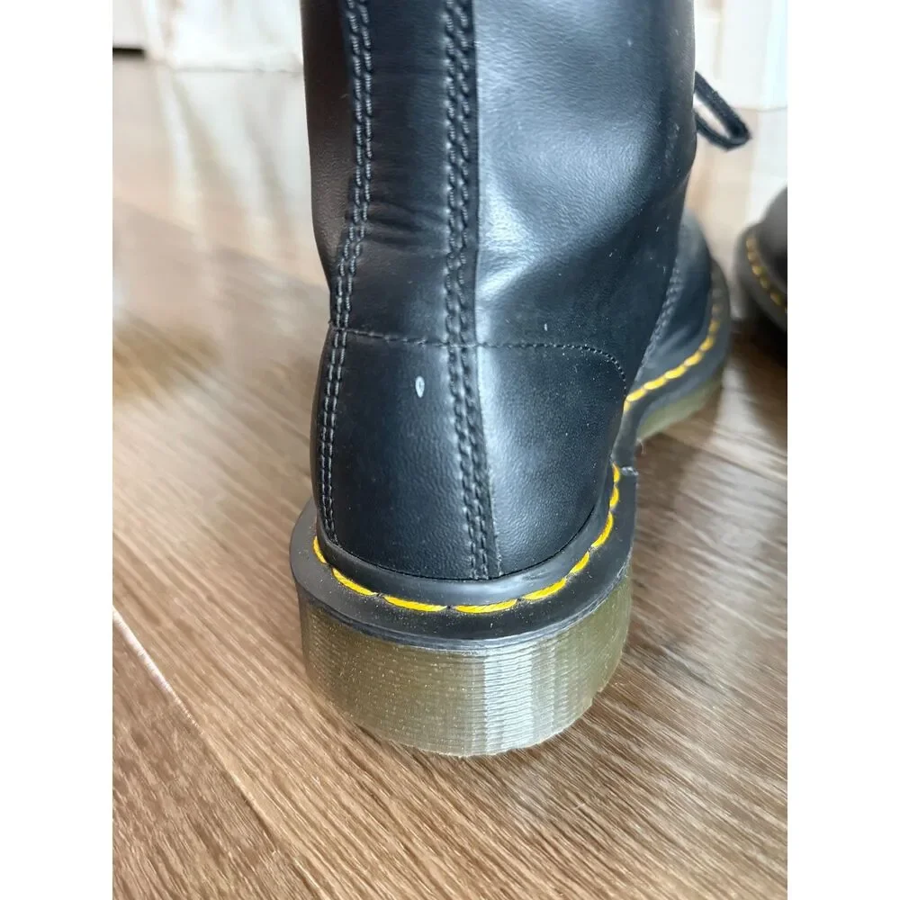 Dr. Martens 1460 Felix Black Vegan Leather 8-Eye Combat Boots US 6